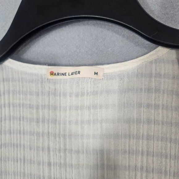 Marine Layer Double Gauze Cotton Maddie True Wrap Dress Striped Sz Medium - Picture 3 of 7